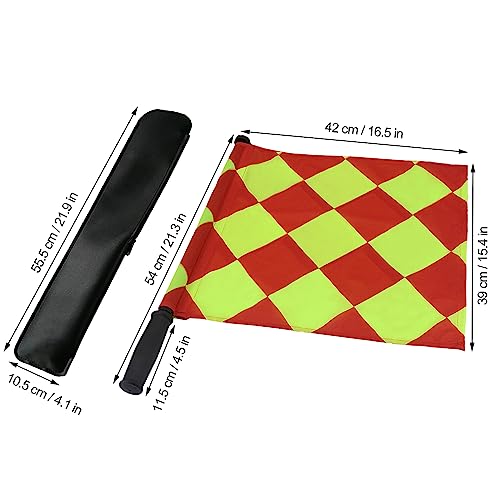 JAYO Professional Linesman Flags for Official Soccer Events - 2PCS Waterproof Referees Flags with PU Zipped Carrying Bag, Yellow and Red Diamond Pattern