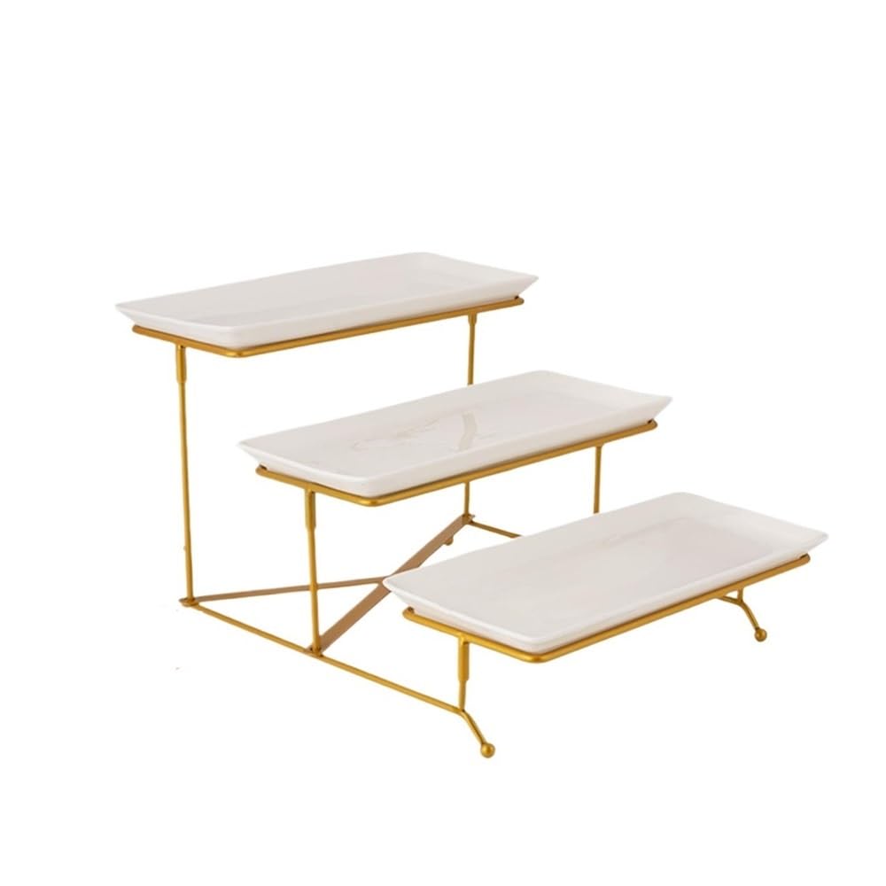 H8Q4D7N5G9 Dessert Rack Three Layer Paper Cupcake Rack, Ceramic Rectangular Serving Tray, Fruit , Display