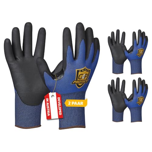 G4P Anti Cut Pro Schnittschutzhandschuhe - 2 Paar Arbeitshandschuhe, Schnittschutzklasse D mit Touchscreen-Funktion, Montagehandschuhe aus UHMWPE für Präzisionsarbeiten & Industrie, Gr. XL (Gr 10)