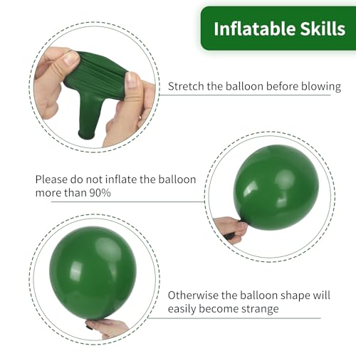 image for RUBFAC 129pcs Dark Green Balloons Different Sizes 18 12 10 5 Inches Em
