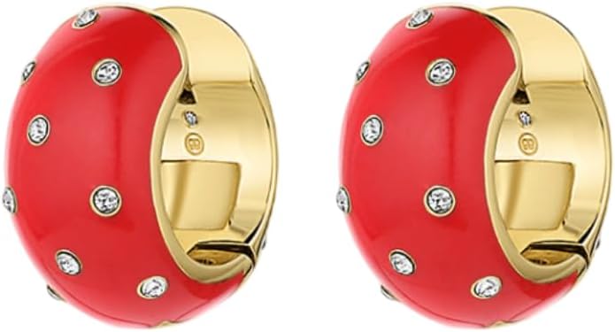 gorjana - Noel Shimmer Huggies -Red - 18K Gold Plating - Lightweight Helium Design - Secure Hinge Closure, Versatile Color Combo