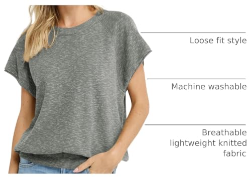 Image of Saodimallsu Womens Short Sleeve Crewneck Sweater Summer Tops Casual Loose Knit Lightweight Basic Pullover Shirts