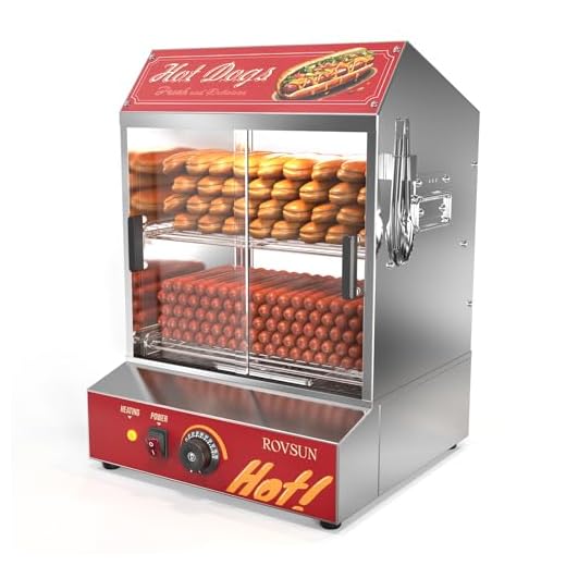 ROVSUN 42.3QT/40L Hot Dog Steamer, 2-Tier Hut Steamer Hot Dog Steamer with Bun Warmer Cooker 235 Hot Dogs & 50 Buns Capacity with Removable Shelves Food Clip for Party Event Concession Stand