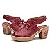 CrazycatZ Damen Leder Heeled Sandals bunten Blockabsatzschuhen Peeptoe Sandalen (Red, numeric_41)