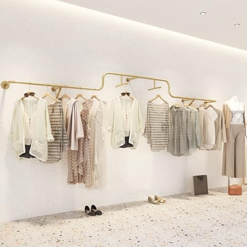 Perchero industrial de tubos de hierro resistente para colgar ropa en pared de boutique 5