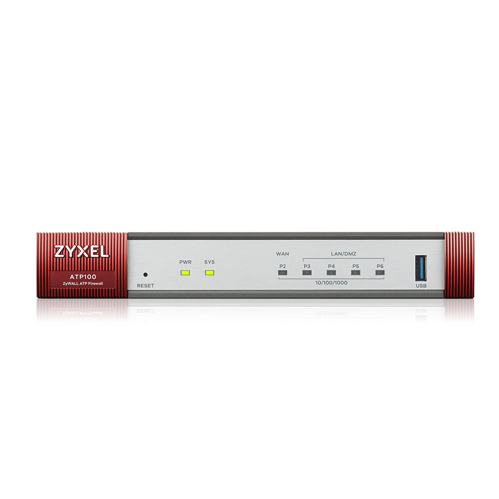 Zyxel ZyWALL 1 Gbit/s Advanced Threat Protection Firewall, Next Generation Firewall im Bundle mit Sicherheitslizenzdiensten für EIN Jahr | Non-SFP [ATP100]