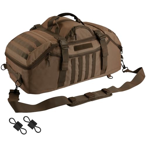 Image of Hannibal Tactical 65L Large Duffle Bag, 3-in-1 Tactical Backpack MOLLE Pack for Sports, Gym, Outdoor, Dark Brown