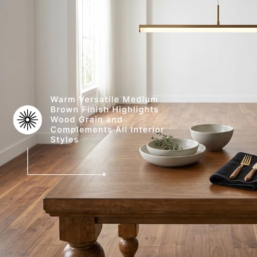 Image of Signature Design by Ashley Basinger Dining Table, 86 Inch, Medium Brown | Seats 8 with 25.88-inch legroom, Hardwood solids and mango wood veneer, Rustic turned legs, Farmhouse design
