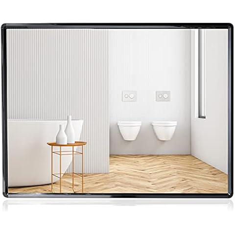 Espejo de Pared Grande Negro Marco Rectangular Espejos 60x80 cm Cover