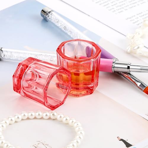 Set de 2 recipientes de vidrio para uñas rosa miniatura 4