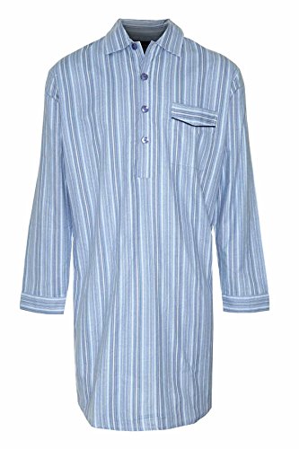 Champion Camisón a rayas de algodón cepillado para hombre, azul claro-XL 46-48