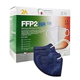 Masques FFP2 Certifiés CE Norme EN 149:2001+A1:2009, Masque Noir ou Coloré, Masque Blanc, Ffp2 Adulte, 5 Couches de Protection, Emballé Individuellement, EFB 94%, Masques Italiens (Bleu)