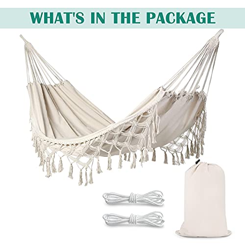 Zglcc Cotton Hammocks-Large Brazilian Tassel Portable Boho Handmade Hammock Hanging Swing-2 Person Double Hammock For Indoor,Outdoor Wedding Or Camping Gifts Heavy Duty Hamaca Hold Up To 550Lbs… #TOP1