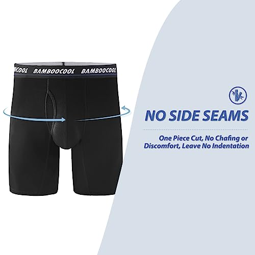 BAMBOO COOL Men's Long Boxer Briefs Performance Long Leg Sports