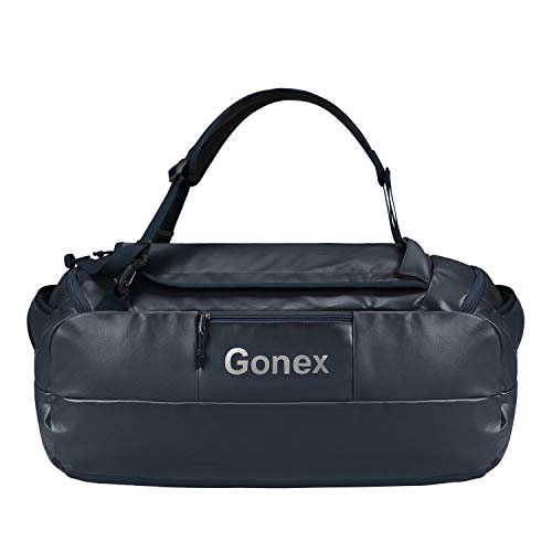 Gonex 60L Water Repellent Duffel Bag Backpack Outdoor Heavy Duty Duffle Bag with backpack straps for Hiking Camping Travelling Cycling for Men Women Dark Blue