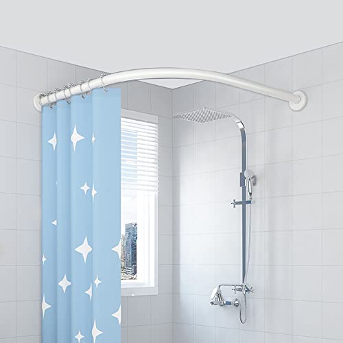Barre de rideau de douche L sans perçage extensible en acier inoxydable