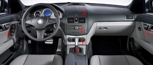 Panneau de commande Benz W204 : stickers carbone bleu 3D thermoformables - 2