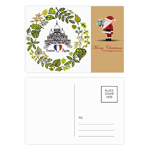 Cartes postales d'art Paris France avec illustration de la Basilique et Père Noël