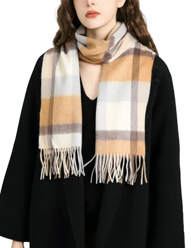 カシミヤ100%チェック柄マフラー 名入れ可能