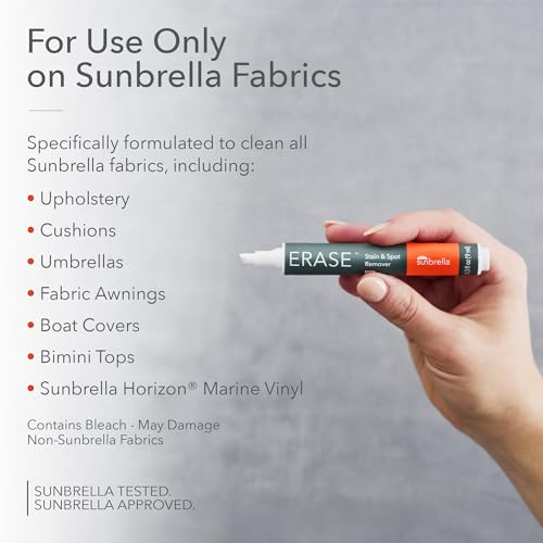 Sunbrella Erase Stain & Spot Remover Pen | Quick Stain Cleaner for Upholstery, Cushions & More | Bleach-Powered Formula | Non-PFAS | 2 Stain Pens – 0.3 fl oz Each