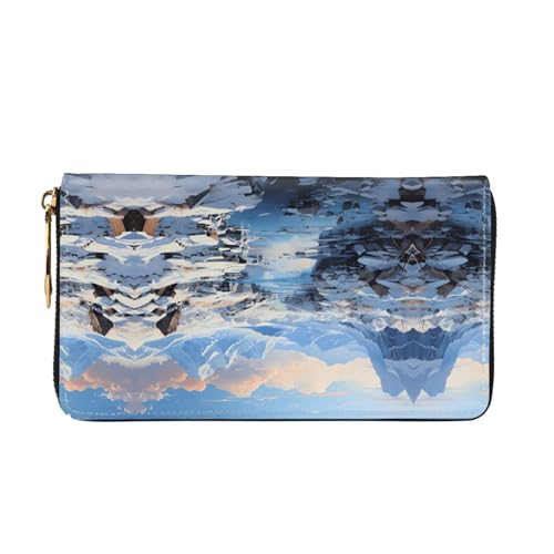 Snowy Mountain Scenery Long leather wallet - with zipper - portable and waterproof, suitable for office, study and daily use2