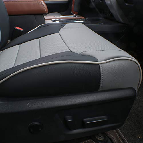 Image of EKR Custom Fit Tacoma Front Car Seat Covers for Toyota Tacoma 2016 2017 2018 2019 2020 2021 2022 2023 Double Cab /Access Cab - Front Row Only, Faux Leather(Black /Gray)