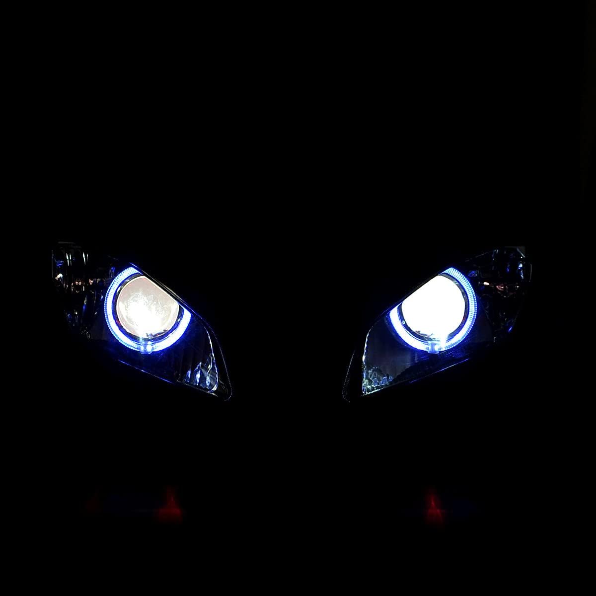 LED Red Demon Blue Angel Eyes Headlight Assembly For Yamaha YZF R6 2006-2007 HID bulb