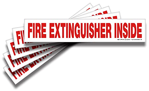 Fire Extinguisher Inside Signs Stickers – 5 Pack 9x1.7 Inch – Premium Self-Adhesive Vinyl, Laminated for Ultimate UV, Weather, Scratch, Water and Fade Resistance, Indoor and Outdoor