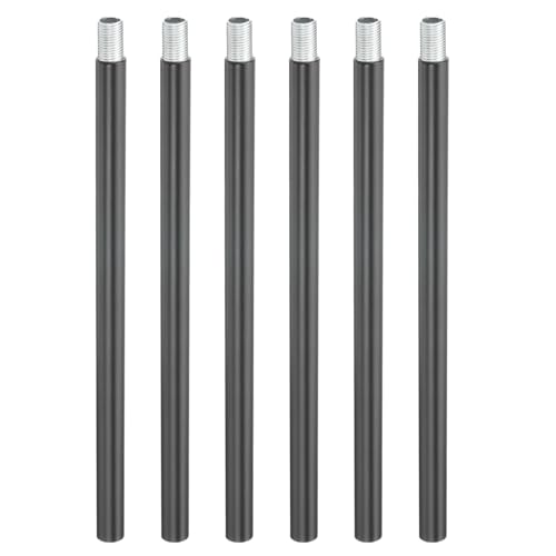 PATIKIL Threaded Extension Rod, 6 Sets 8" M10 x 1mm Fine Thread Lamp Pipe with Lamp Pipe Nipples for Pendant Light Island Lighting Chandeliers Stems, Black