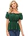 Renaissance Shirt Women Peasant Blouses for Women Corset Tops Dark Green M