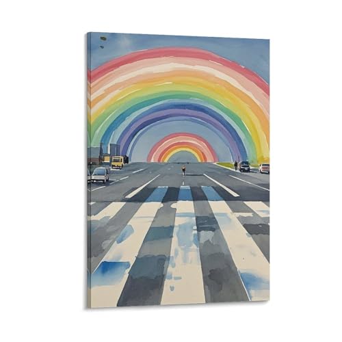Toile murale arc-en-ciel habiller un mur vide facilement cadre suspendu salon 50x75 cm