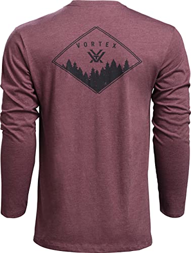 Vortex Optics Diamond Crest Long Sleeve Shirts (Burgundy Heather, XX-Large)