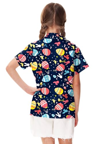 Image of Remimi Unisex Kids 4th of July Button Up Shirt Boys American Flag Print Hawaiian Beach Short Sleeve Tops 5-14 Years