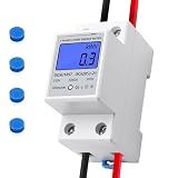 Contatore Elettrico Monofase Guida DIN 220V 5(80) A, Submetro Elettrico LCD Retroilluminato 50/60Hz, Misurazione Consumo kWh Tensione Corrente