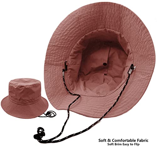 Image of woogwin Waterproof Bucket Rain Hat with Chin Strap Quick Dry Packable Boonie Sun Hat Safari Hat UV Protection