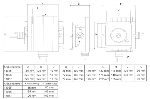 Kreuztisch Paulimot 225 x 175 mm mit 360° Drehfunktion