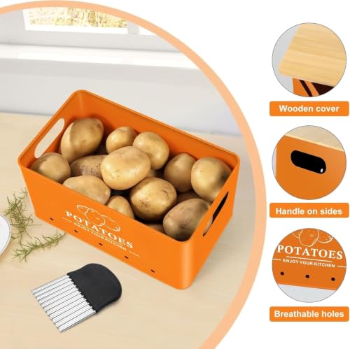 Image of 3 Pieces Potato Onion & Garlic Storage Bin Sturdy for Kitchen Counter | Kitchen Storage & Organization | Food Storage Containers.