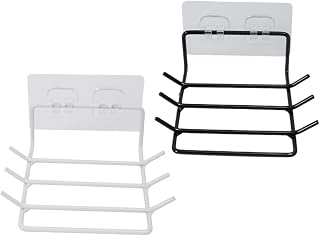 YARNOW 2piezas Estante De Almacenamiento Multifunción para Utensilios De Cocina Sin Perforaciones Organizador De Cuchillos De Color Negro para Cocinas Pequeñas