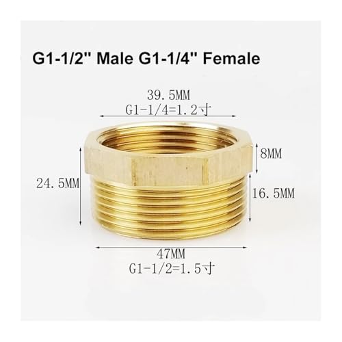 Conector de manguera de latón con casquillo reductor hexagonal macho a hembra 4