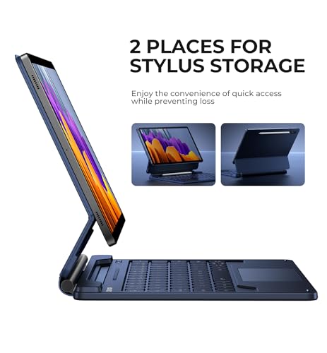 Image of Dexnor Keyboard Case for Samsung Galaxy Tab S9 11 inch inch / S9 FE 10.9 inch inch Case with Keyboard Magnetic Floating Cantilever Stand Multi-Touch Trackpad Wireless Backlit with S Pen Holder US Version - Blue, DK005