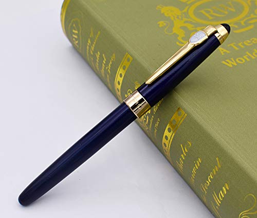 Jinhao Fountain Pen Fine Nib Blue Swivel With Ink Refill Converter And Pouch Sleeve Set #TOP2