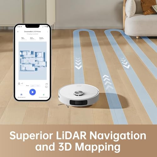 Image of DREAME L10 Prime Robot Vacuum Cleaner with 7mm Mop Lift, Self-Cleaning Mop, LDS Navigation, 4000Pa Suction, 3D Mapping, WiFi /APP /Alexa