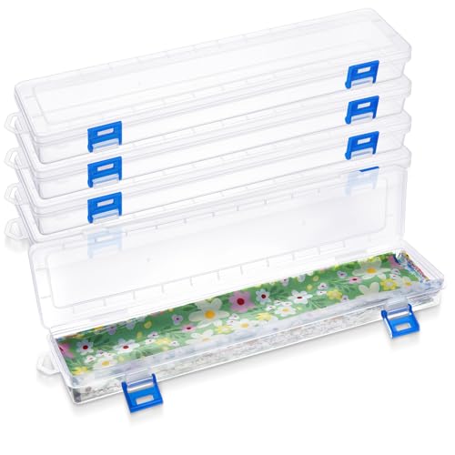 Image of Tioncy 4 Pcs 13 x 3 x 1.4 in Fabric Strip Case Jelly Cotton Fabric Patchwork Roll Storage Case Bulletin Board Border Bolt Storage Sewing Cloth Box for Cloth Strips Art Craft Organizer (Dark Blue)