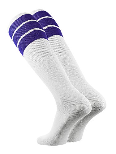 Image of TCK Retro Tube Socks with Stripes for Men & Women - 3 Stripe, 70's 80's Deadlift Socks