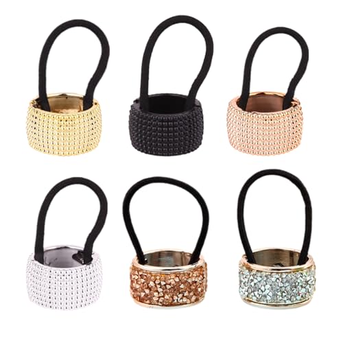 RAMGLYO 6pcs Gomas Pelo, Elástico Hair Tie para Mujeres Niñas, Adornos Pelo, Coleteros de Pelo, Metal Haarschmuck, Gomas Pelo Mujer, Coleteros Pelo Mujer (para Mujeres, Niñas)