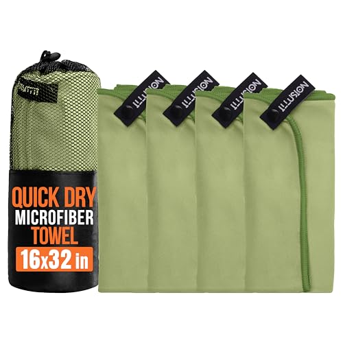 illusion Small Microfiber Gym Towels for Men and Women Active Sports (32" L x 16''W)-Lightweight Quick Dry Gym Towel for Sweat-Workout Towels Ideal for Yoga, Camping, Running, and Outdoor Activities