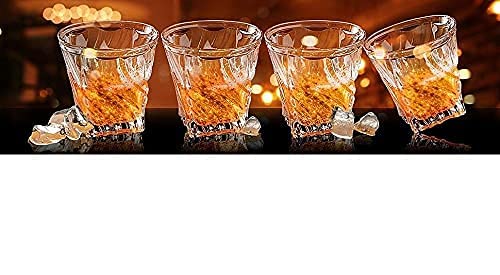 Image of Whiskey Glass Transparent, 310 ML, Whisky Glass, Diamond Design Bar Glass for Drinking Bourbon, Whisky, Scotch, Cocktails, Cognac - Old Fashioned Cocktail Tumblers Set of 6 (D .sq .$., 6)