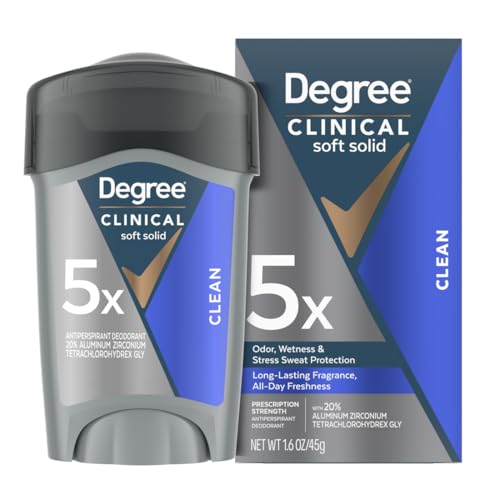 Degree Men Antiperspirant Deodorant Clean 72-Hour Sweat & Odor Protection Prescription-Strength Antiperspirant For Men with MotionSense Technology 1.7 oz