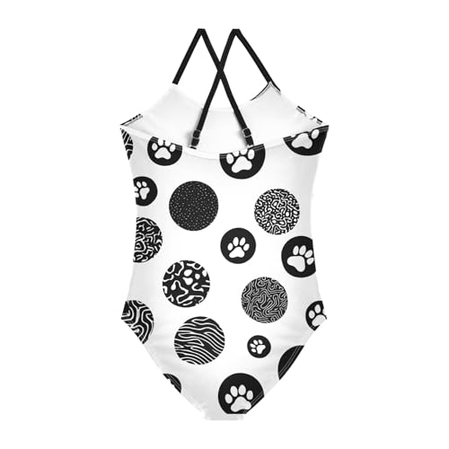 Girls Swimsuit Black Polka Dot Pattern One Piece Swimwear2