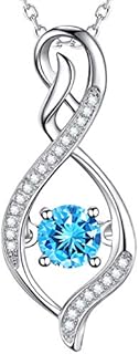 GinoMay Love Infinity Necklace Her February March Birthstones Jewellery Amethyst Gemstone Aquamarine Simulted Diamond Blue Sapphire Emerald Jewellery 925 Sterling Silver, Jewellery for Mother's Day